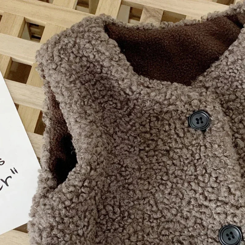 Kids Lamb Wool Winter Gilet Waistcoat