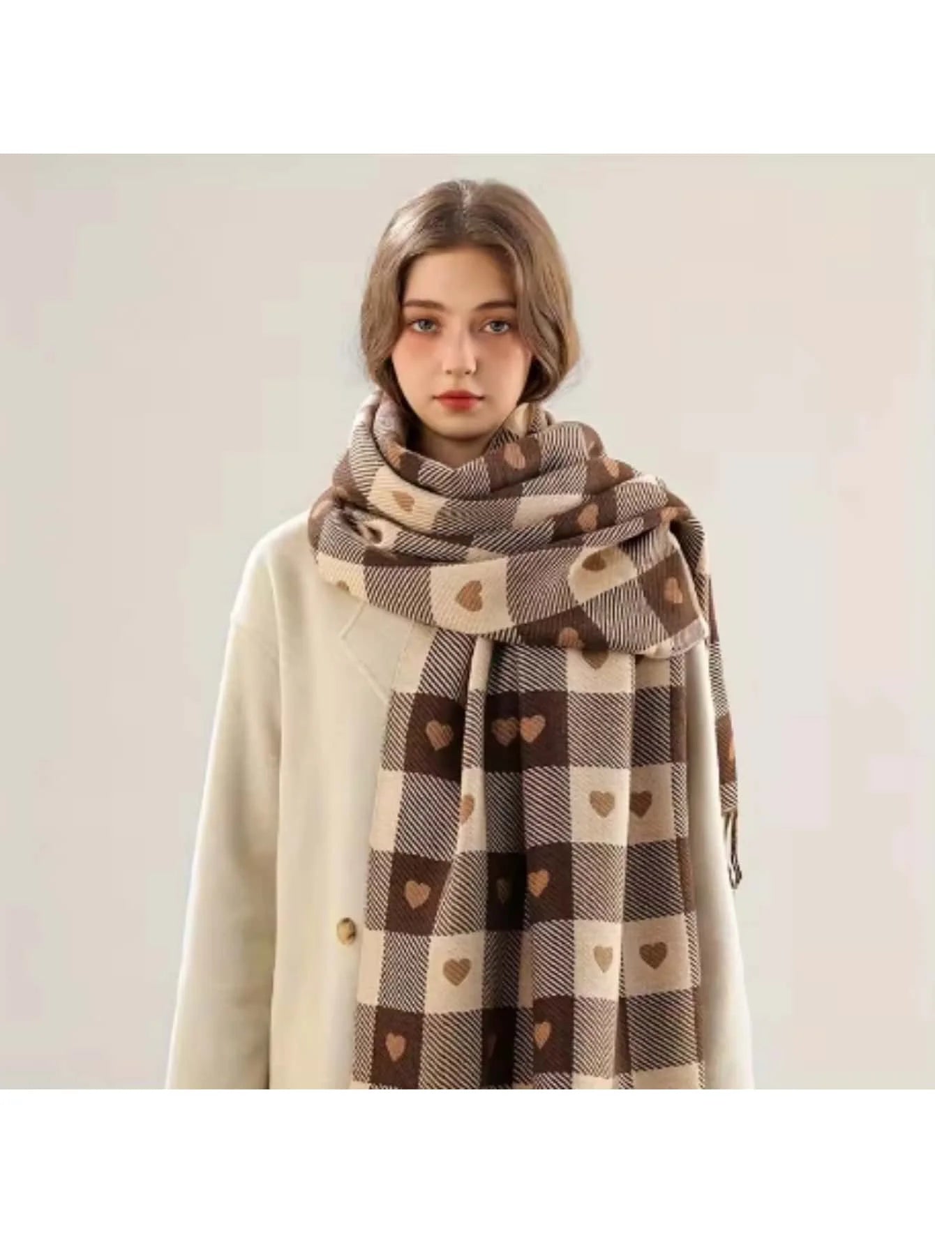 Cozy Checkered Winter Scarf & Shawl