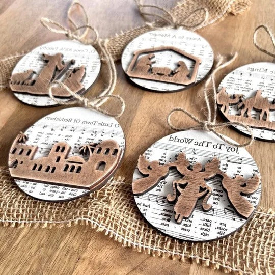 Nativity Music Sheet Christmas Ornaments