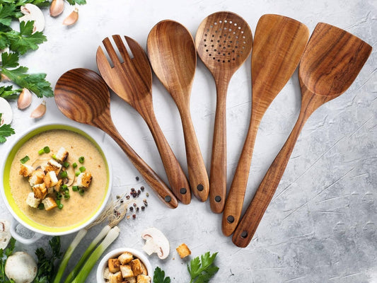 6-Piece Natural Wooden Kitchen Utensils