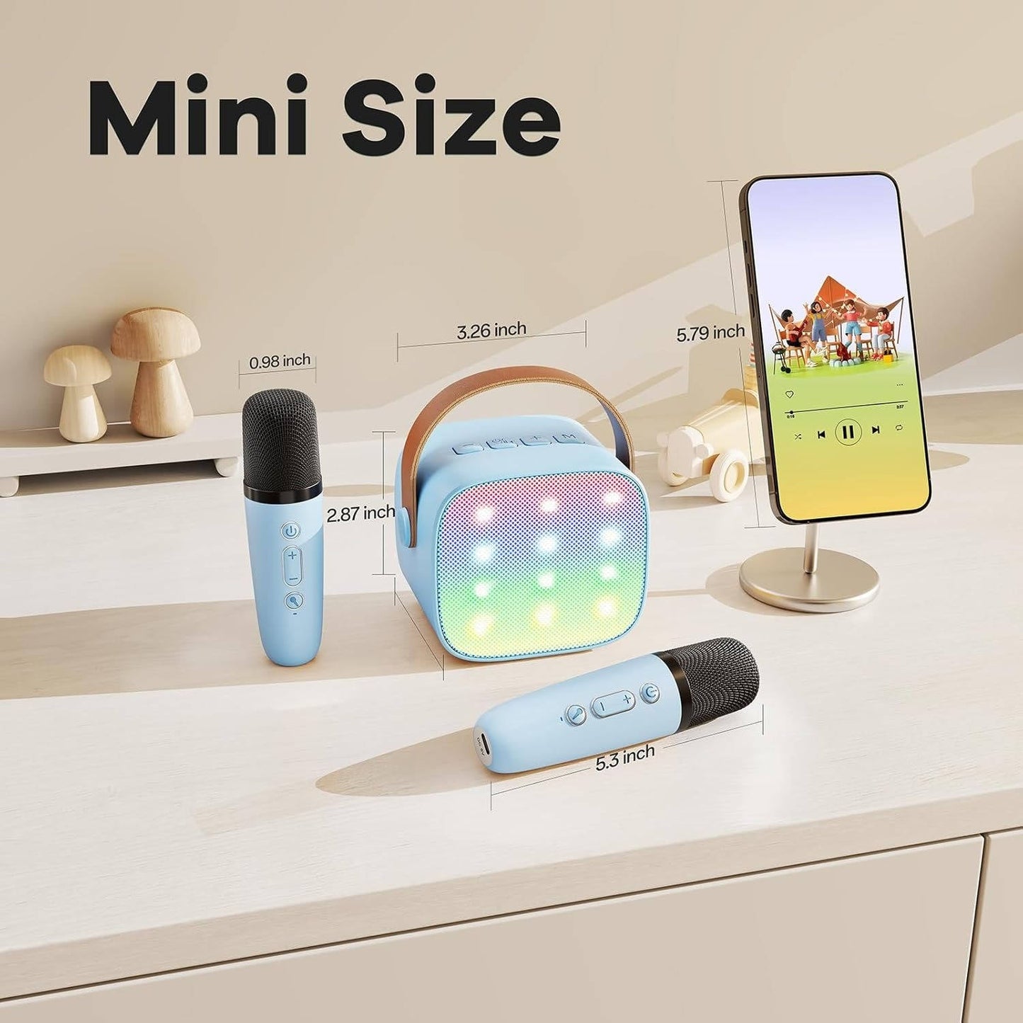 Mini Karaoke Machine with 2 Wireless Mics