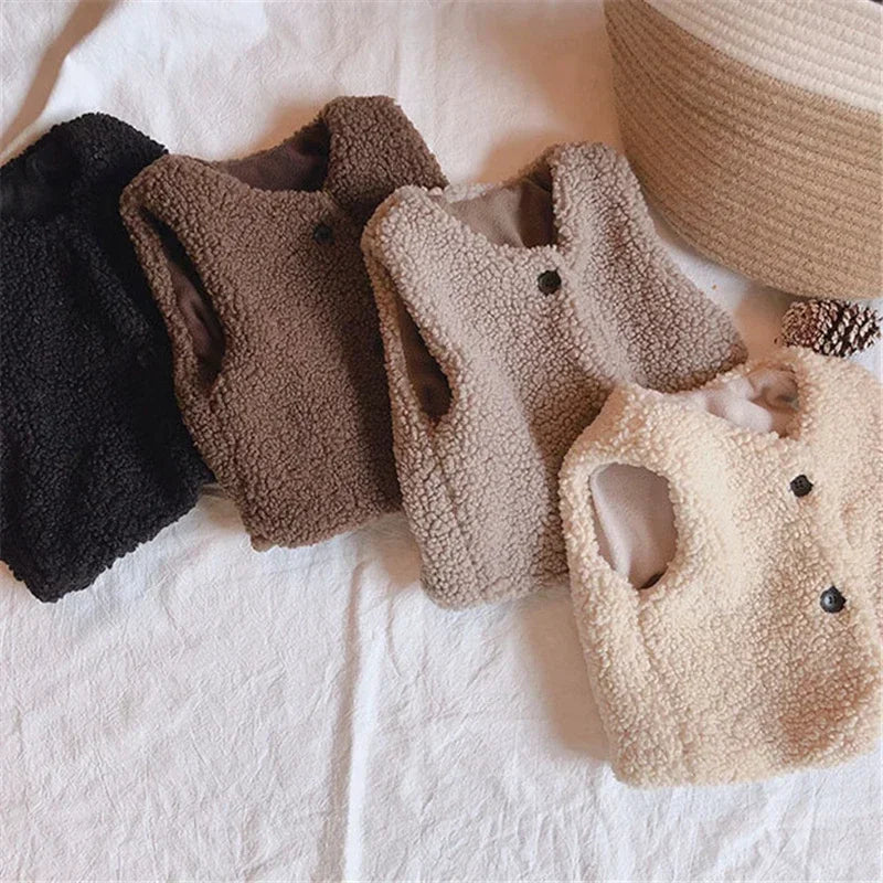 Kids Lamb Wool Winter Gilet Waistcoat