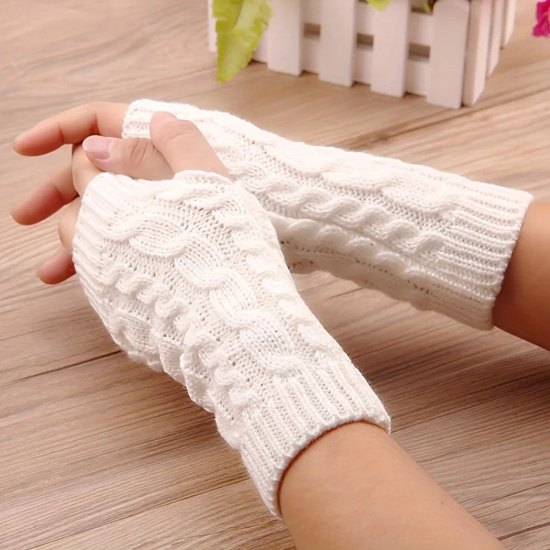 Women's Knit Fingerless Winter Gloves