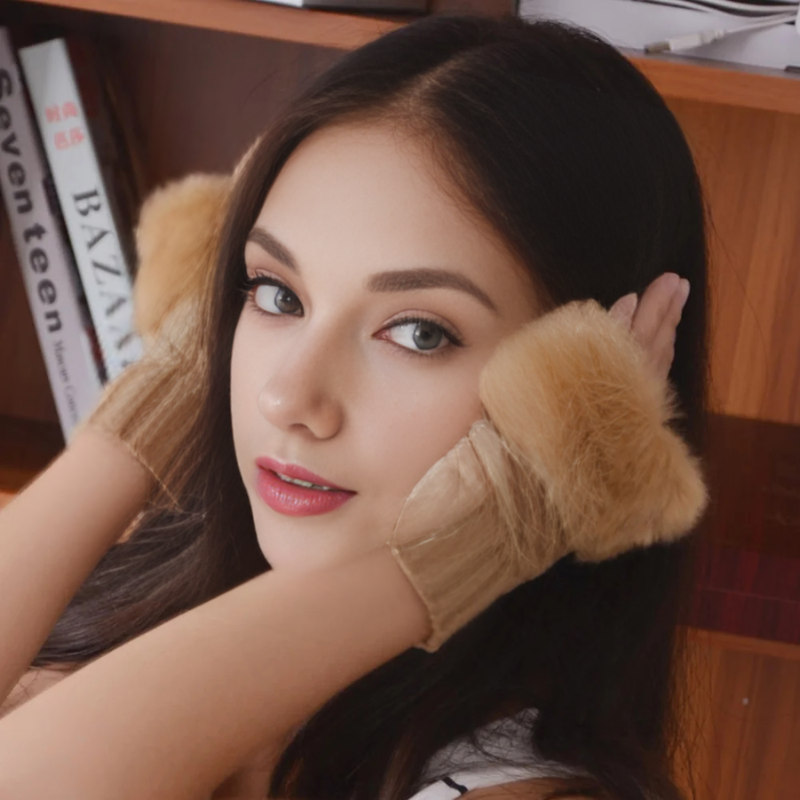 Faux Fur Fingerless Winter Gloves