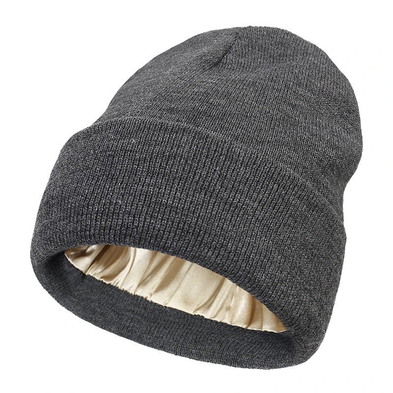 Satin Lined Beanie Hat for Women Hair-Care Cap