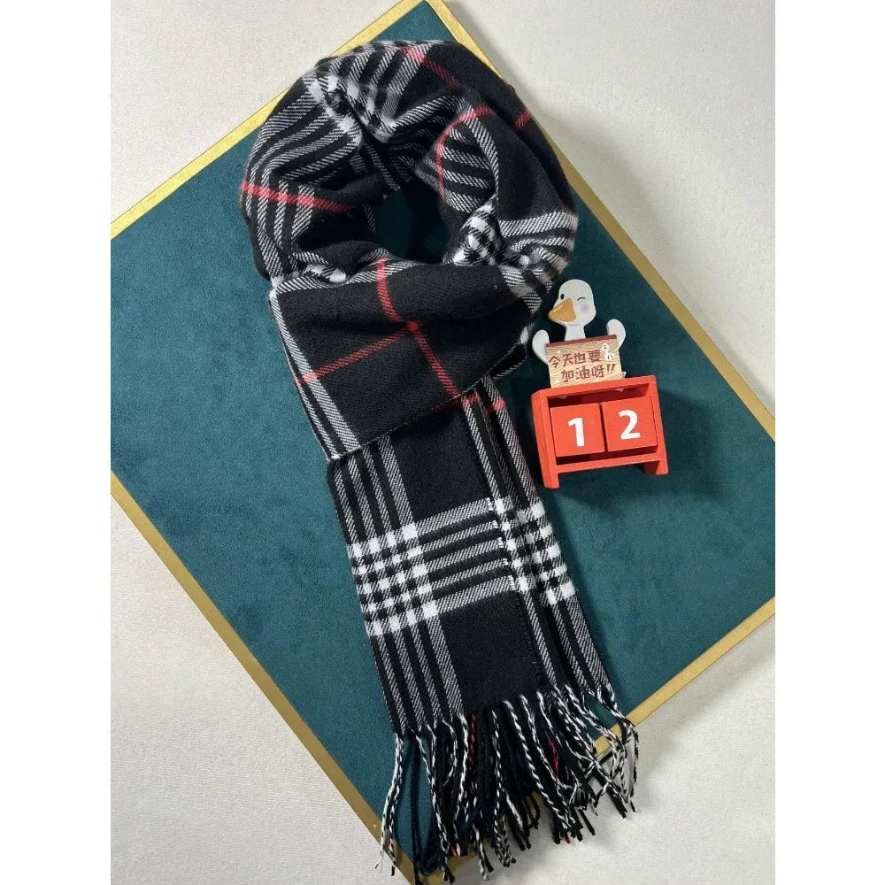 Plaid Cashmere Feel Winter Scarf Neck Warmer