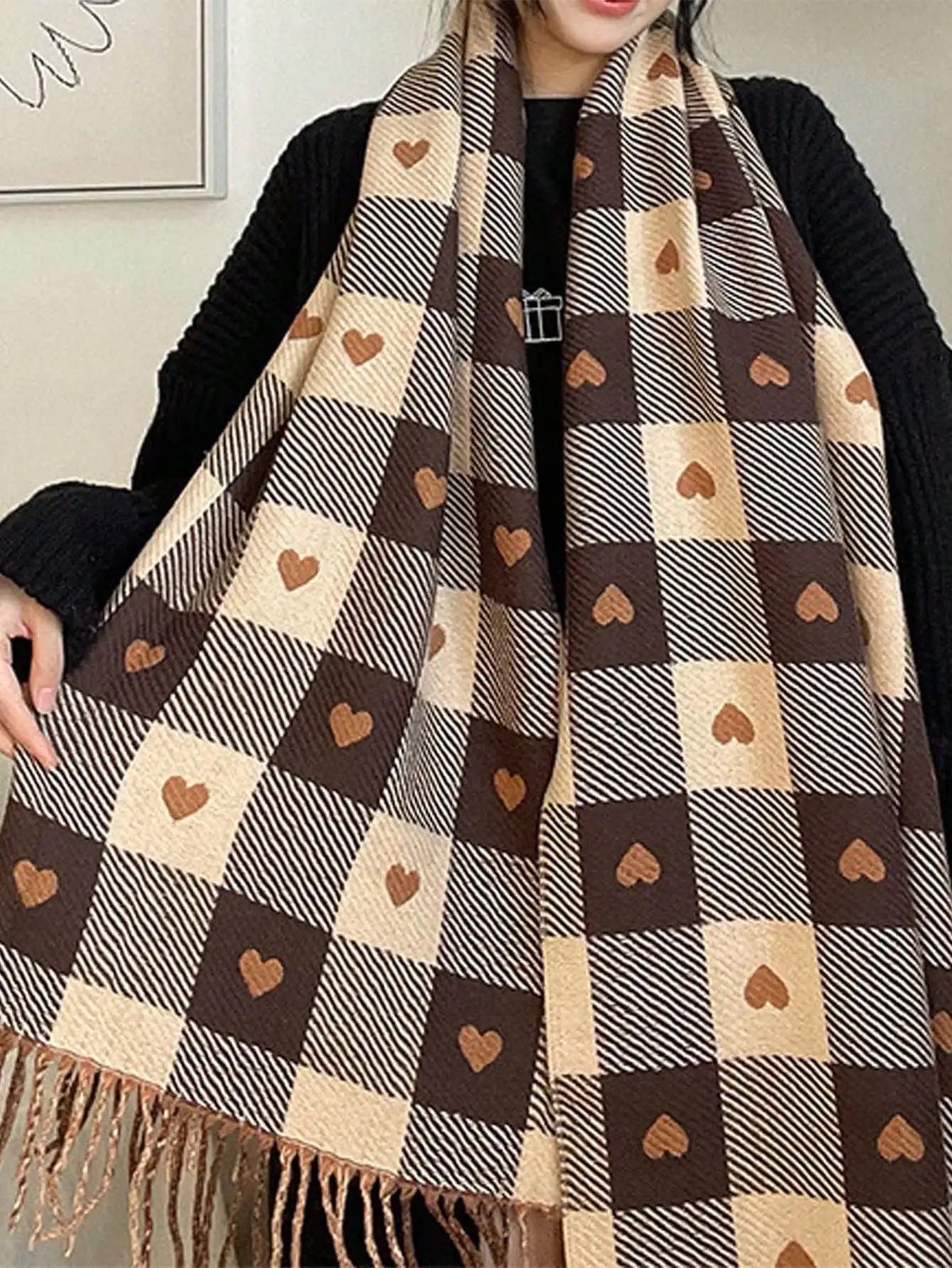 Cozy Checkered Winter Scarf & Shawl