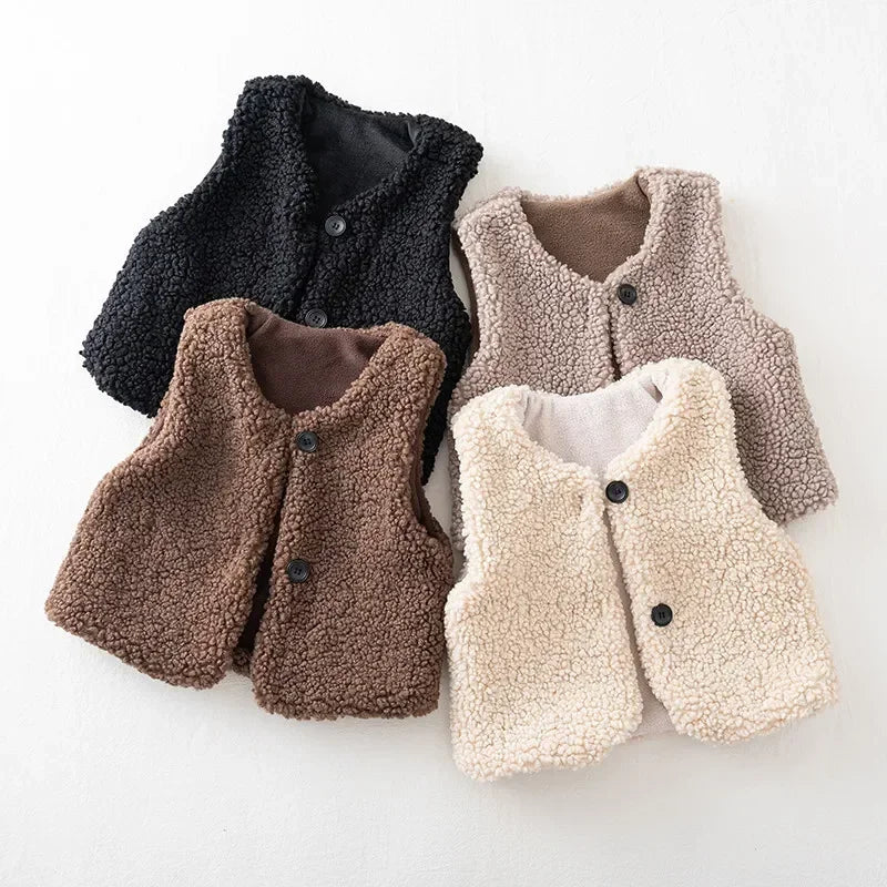 Kids Lamb Wool Winter Gilet Waistcoat