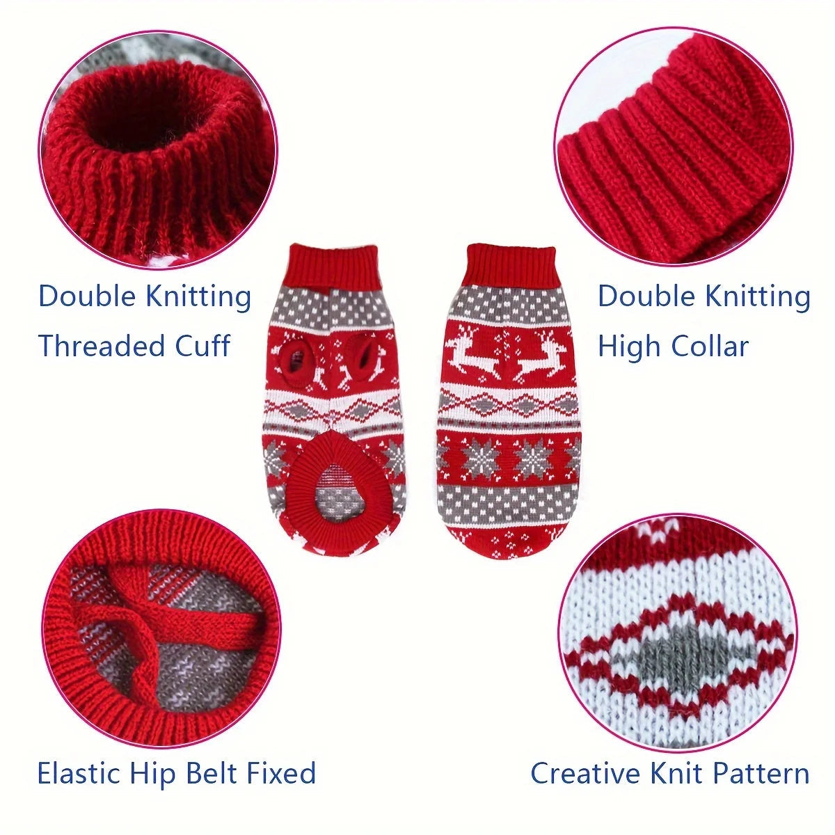 Knitted Christmas Dog Sweater Small Pets