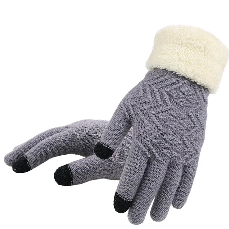 Plush Lined Touchscreen Knitted Winter Gloves
