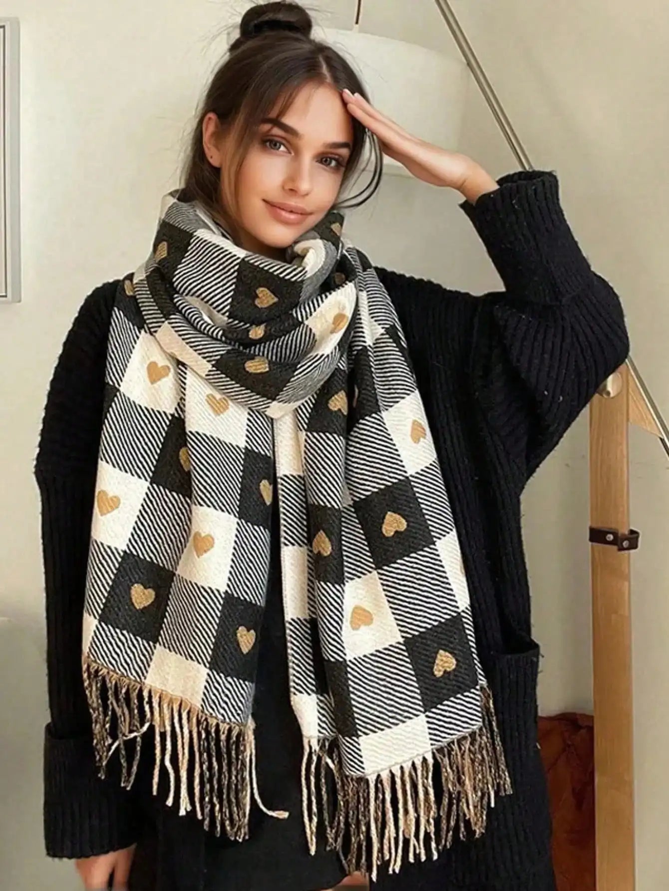 Cozy Checkered Winter Scarf & Shawl
