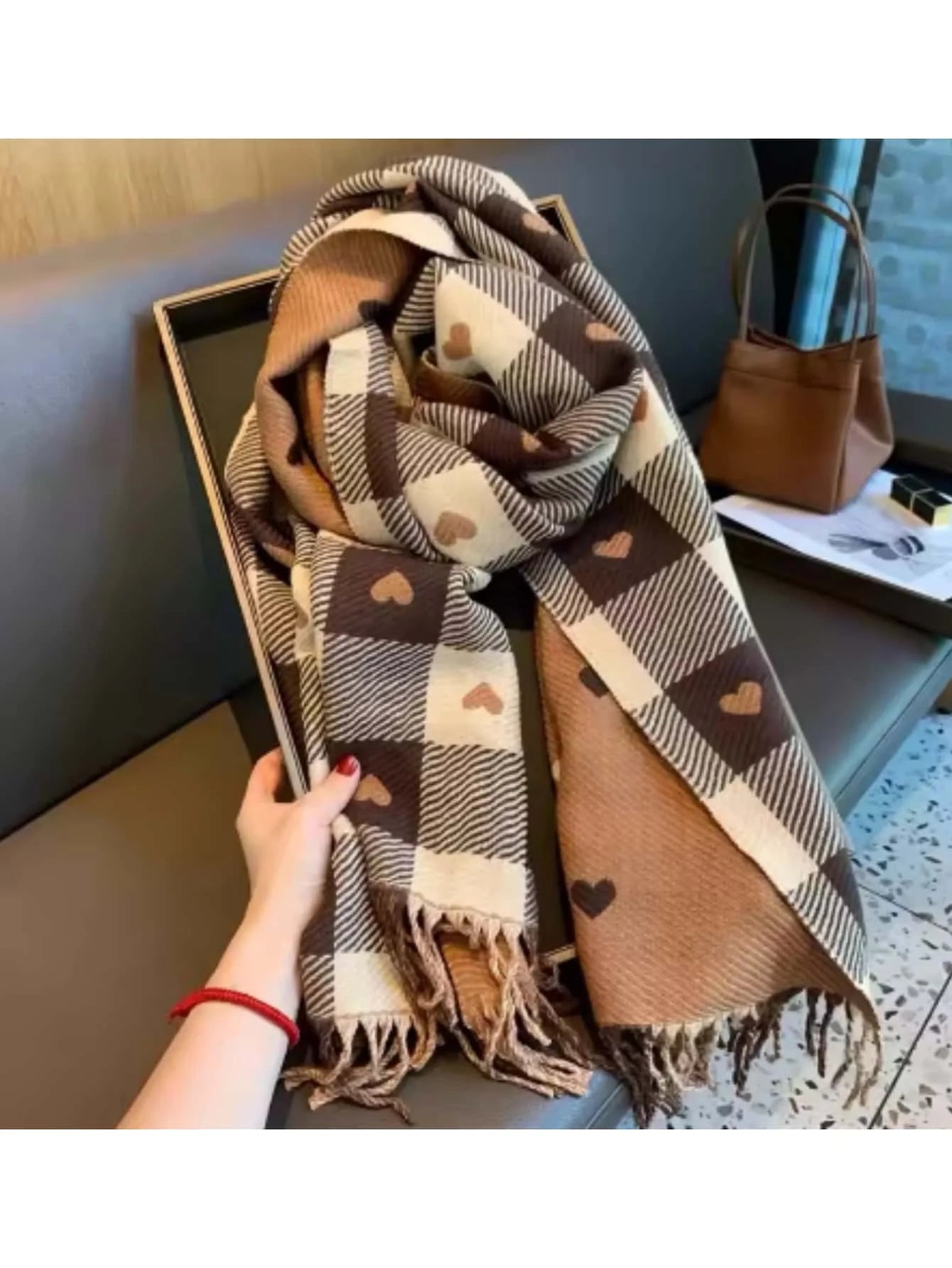 Cozy Checkered Winter Scarf & Shawl