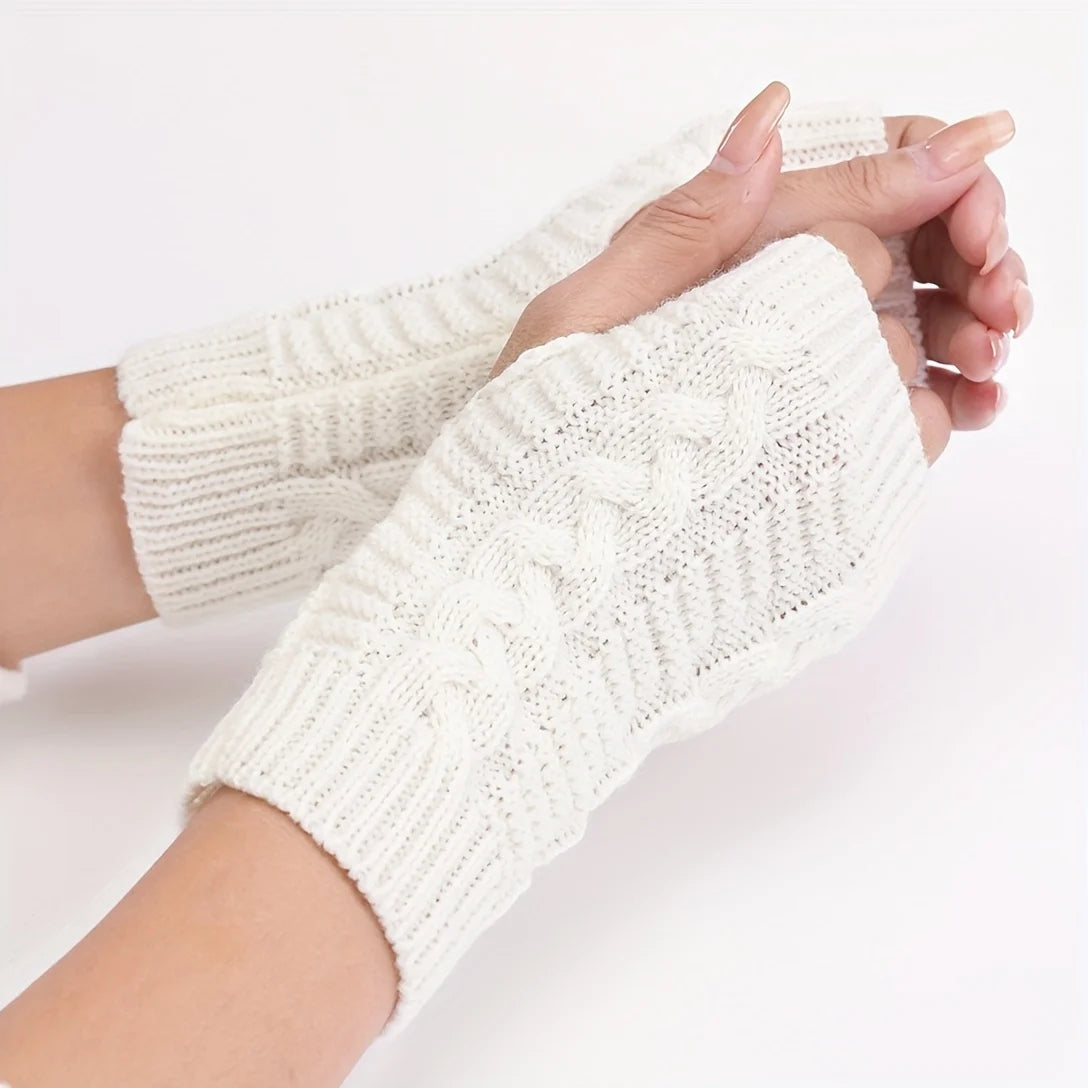 Women's Knit Fingerless Winter Gloves