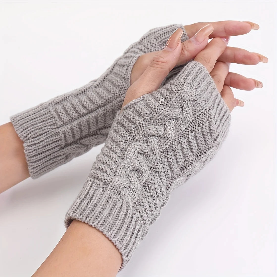 Women's Knit Fingerless Winter Gloves