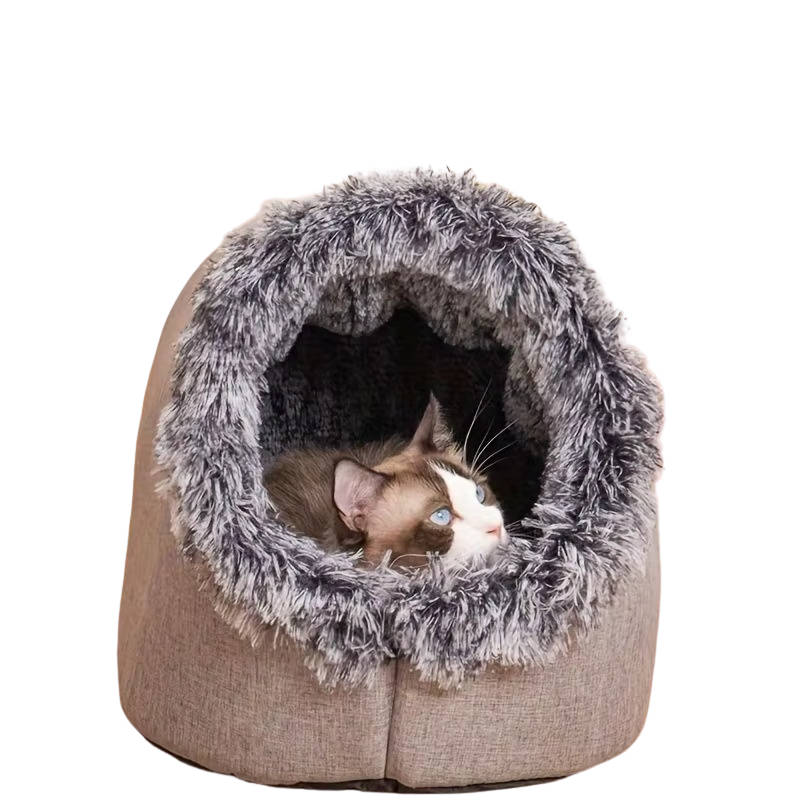 Cozy Plush Winter Cat Bed