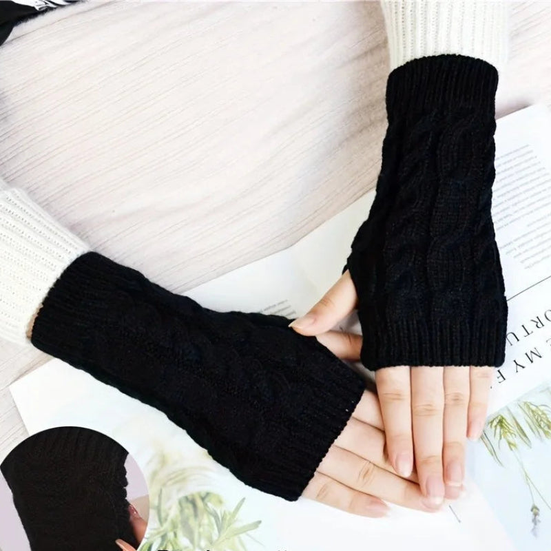 Women's Knit Fingerless Winter Gloves