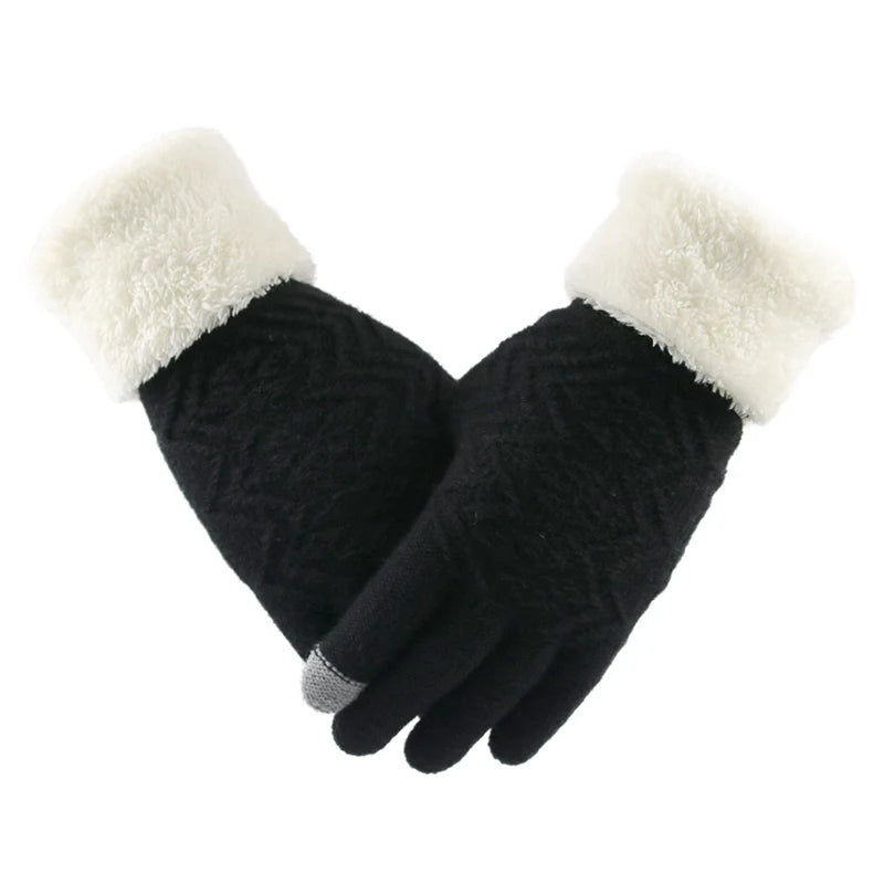 Plush Lined Touchscreen Knitted Winter Gloves