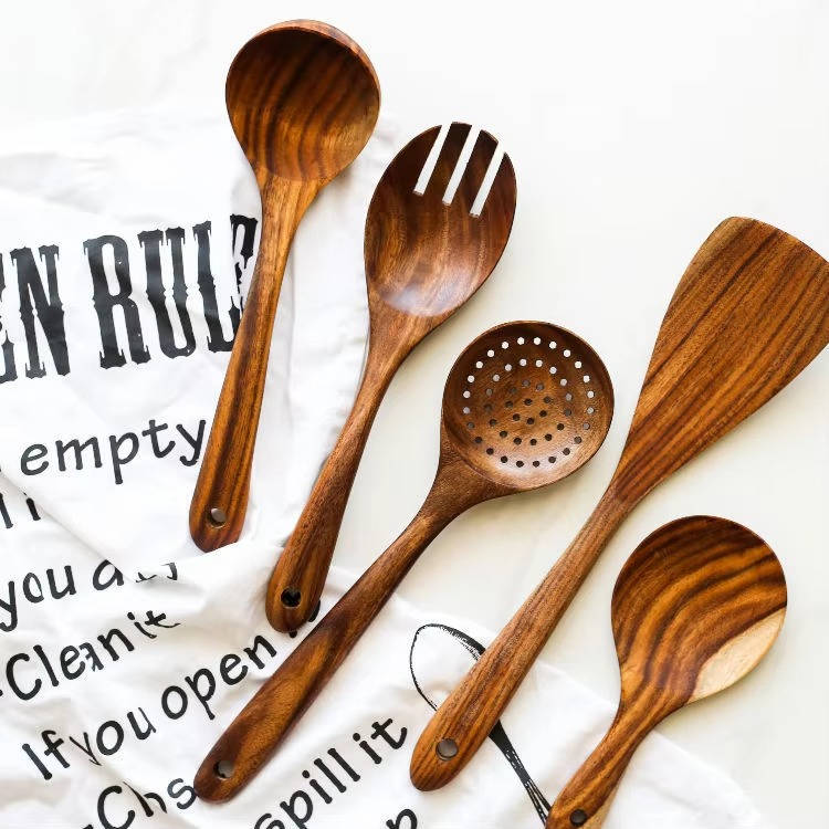 6-Piece Natural Wooden Kitchen Utensils
