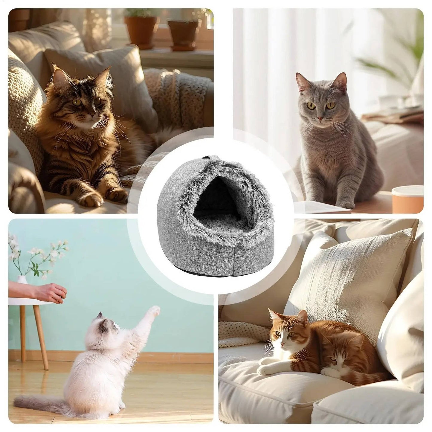 Cozy Plush Winter Cat Bed