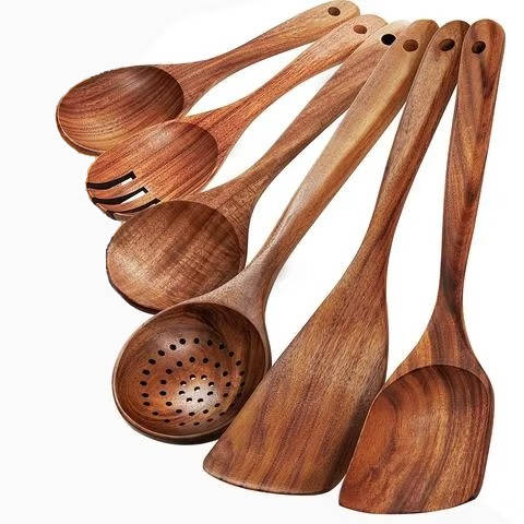 6-Piece Natural Wooden Kitchen Utensils