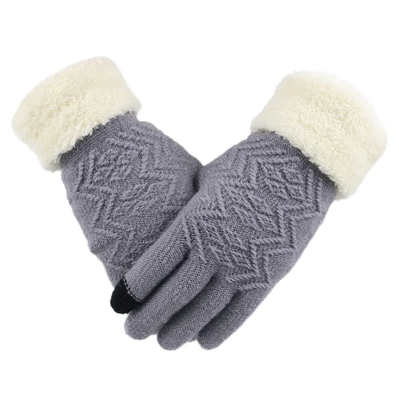 Plush Lined Touchscreen Knitted Winter Gloves