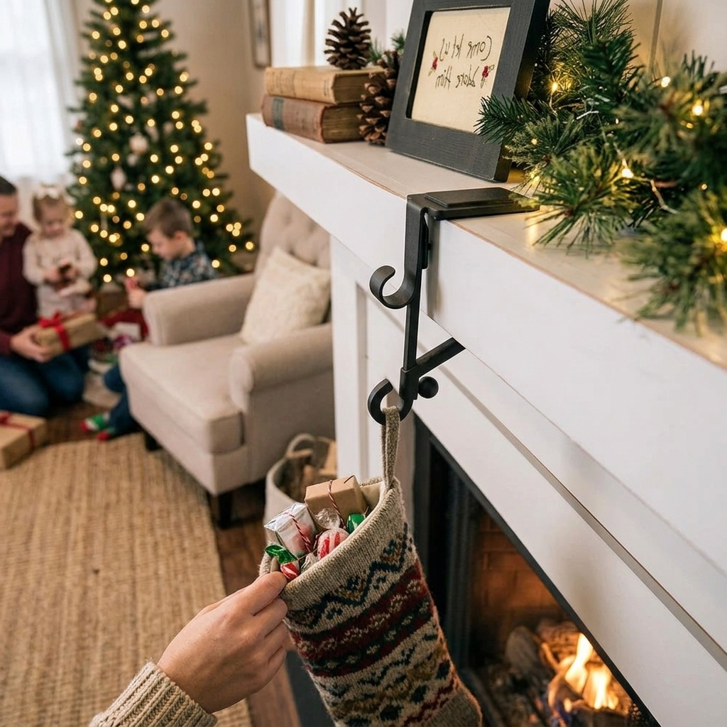 Adjustable Fireplace Stocking Hanger Set