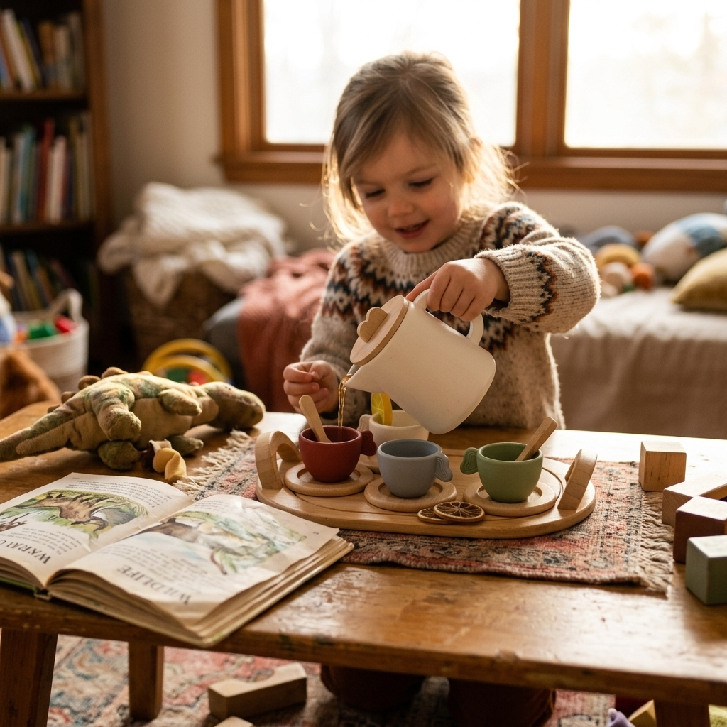 Children's Pretend Afternoon Tea Set with Tray