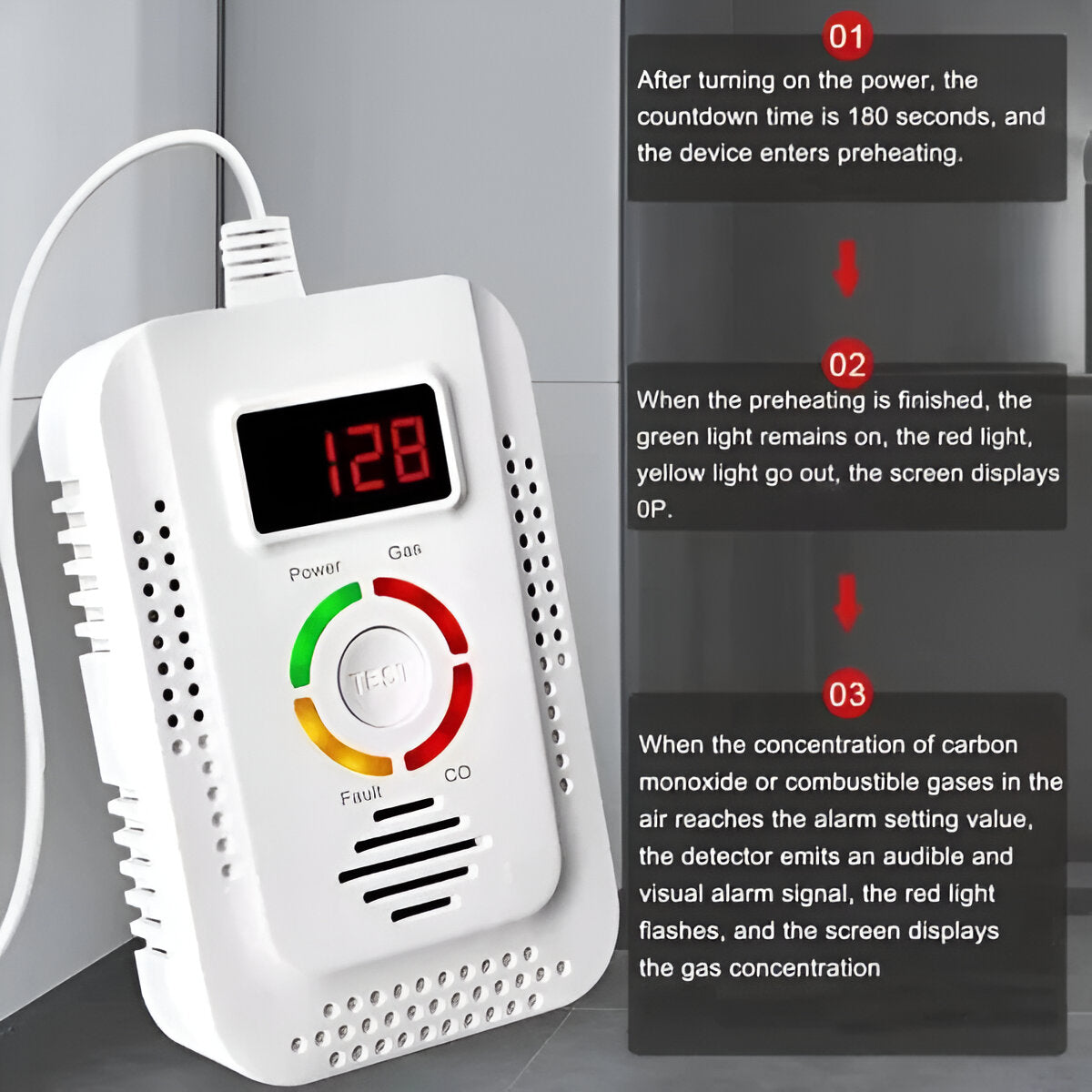 Plug-In Home Gas & CO Safety Detector