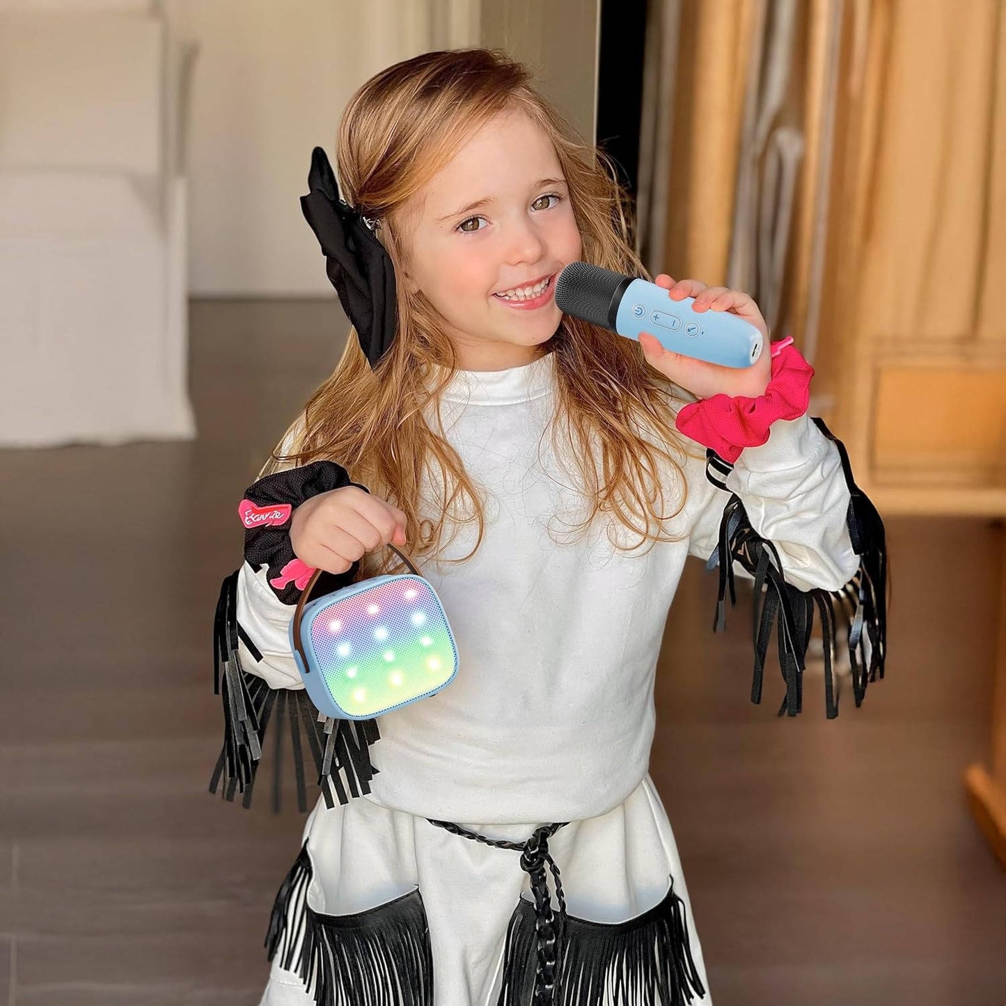 Mini Karaoke Machine with 2 Wireless Mics