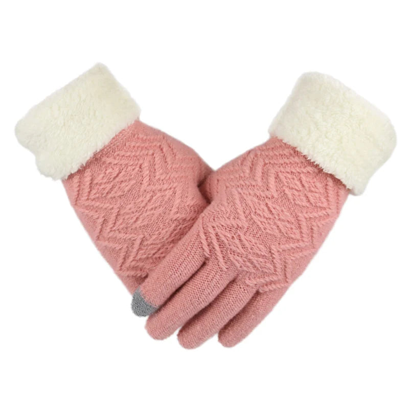 Plush Lined Touchscreen Knitted Winter Gloves
